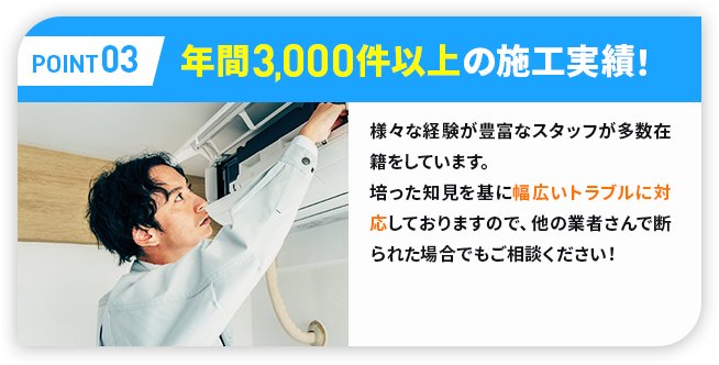 ポイント03年間3,000件以上の施工実績！